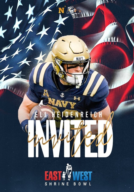 2026 EAST WEST SHRINE BOWL INVITED NAVY ELI HEIDENREICH PITTSBURGH STEELERS RC