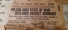 WILSON ASKS STATE OF WAR AGAINST GERMANY, April 3, 1917, Boston Globe; 1893-1937