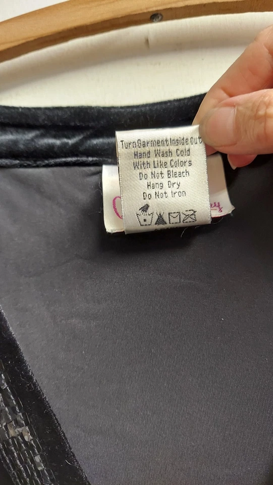 Quacker Factory black stretch velvet evening jacket 3X sequin trim open front - Image 4 of 4