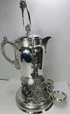 SILVER PLATE Ornate Tilting Tipping Teapot/Kettle Stand Vintage L277 21" READ