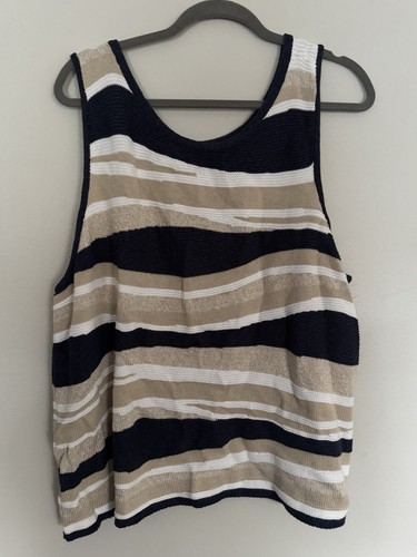 NWT Nic + Zoe Knit Waves Sweater Tank Sleeveless Top Women's Indigo Size 2X - Picture 3 of 5
