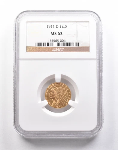 1911-D $2.50 Indian Head Gold Quarter Eagle MS62 NGC *5250