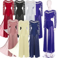 Women Dress Ballet Dancewear Floral Desses Briefs Lyrical Skate Dance Events