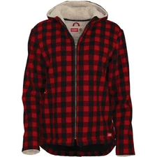 Stormy Kromer Women's Swallowtail Jacket, Wool/Sherpa, Red/Black Plaid, Large