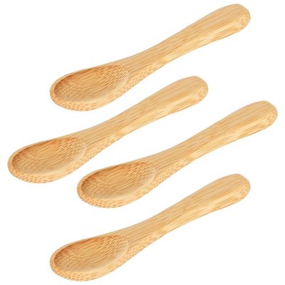 4 Pcs Small Wooden Spoons,3.5 Inch Mini Handmade Bulk Nature Tiny Spoons Litt...