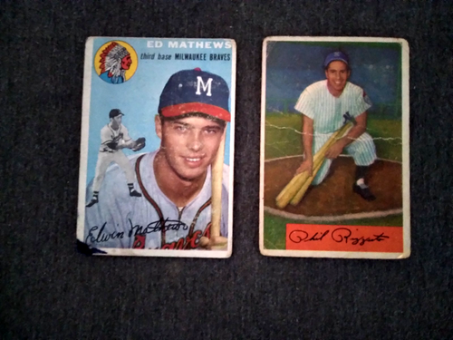 1954 Topps Bowman #1 Phi Rizzuto Eddie Mathews Yankees Braves HOF Baseball Lot 2