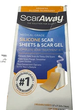 ScarAway Scar Treatment Kit 2 Silicone Scar Sheets Exp 1/2027
