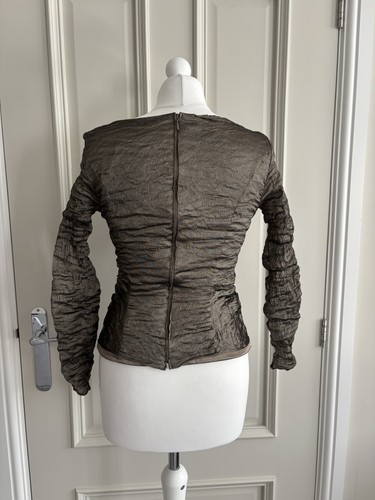 Stunning Vera Mont Vintage Khaki Gold V-Neck Occasion Party Top,Size Uk 12 - Picture 7 of 16