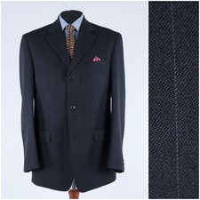 Mens Striped Black Blazer 44L UK Size CANDA Sport Coat Jacket