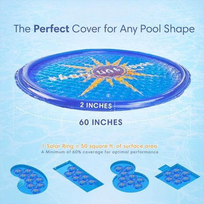 SOLAR SUN RINGS UV RESISTANT SWIMMING POOL SPA HEATER CIRCULAR SOLAR COVER BLUE 