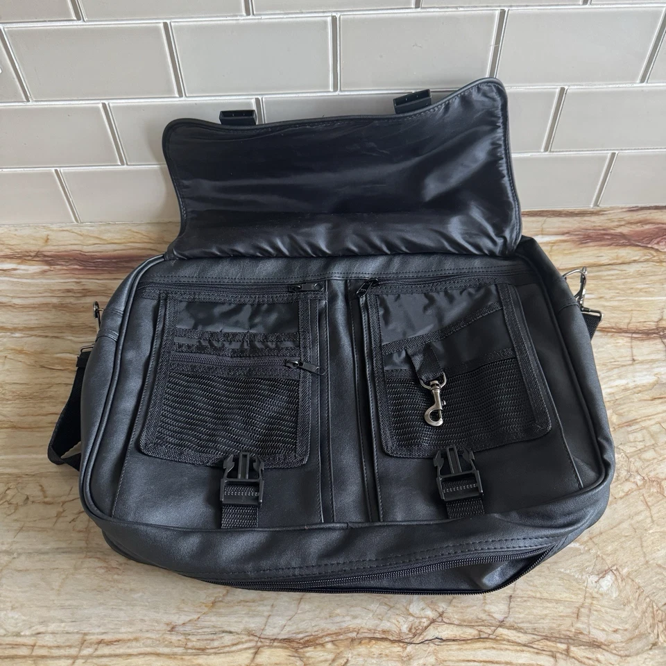 Maletín de cuero negro suave Renwick para computadora portátil bolsa de mensajero almacenamiento nuevo con etiquetas Foto 3 de 4