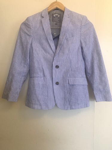 APPAMAN Boys Tailored Pinstripe Jacket-Size 12- Blue/Wht- - Picture 2 of 5