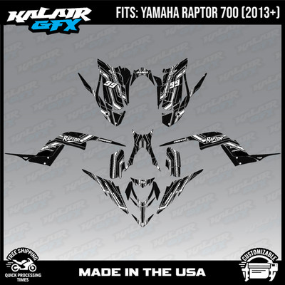 Graphics Kit for YAMAHA RAPTOR 700 (2013+) 16 MIL 700R Electron Series - White