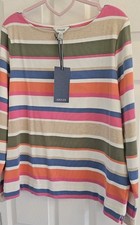 Joules Women's Sweatshirt 100% Cotton New with tags Stripe Design Boat Neck 