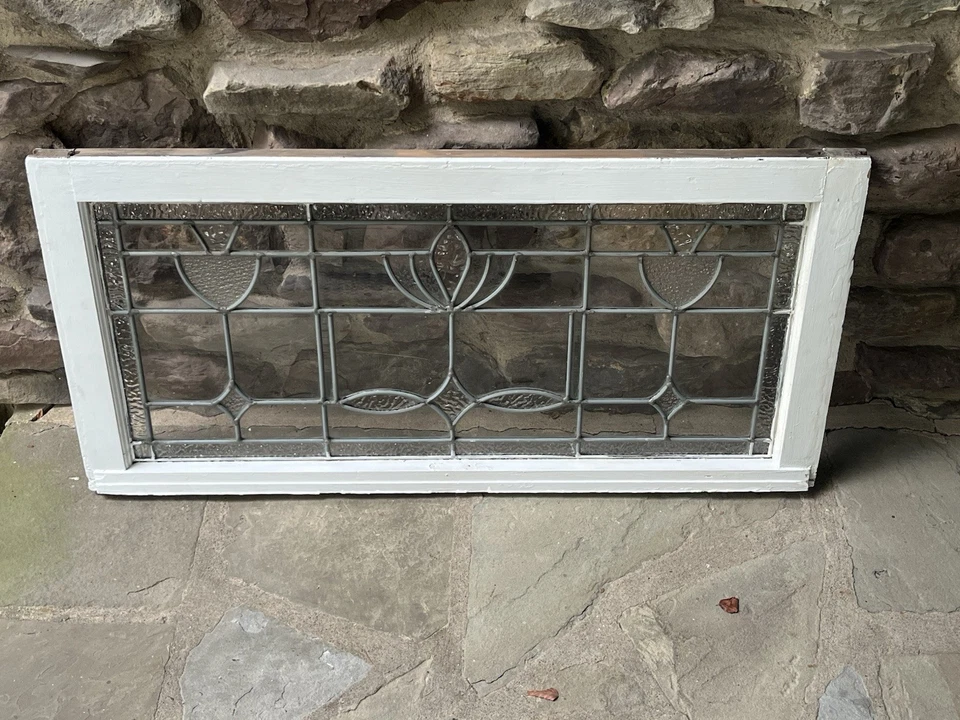 ANTIQUE LEADED GLASS WINDOW COAL REGION of PA 1920s nice NO CRACKS - Image 3 of 4