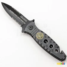 8" TAC-FORCE SNIPER Spring Assisted Tactical Serrated Folding Knife Break Cutter