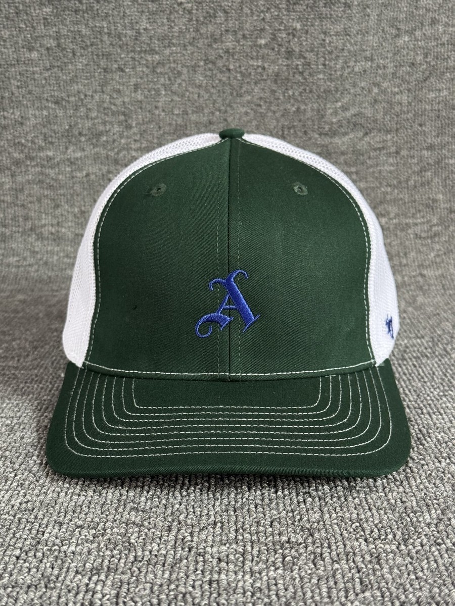 '47 Brand Script A Trucker Snapback Green White Curved Brim Hat Adjustable