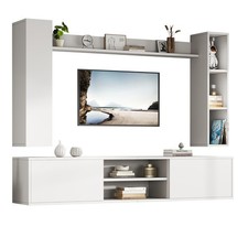 Wohnwand TV-Möbel Stilvoll Schrankwand Möbelset Anbauwand Mediawand mit Vitrinen