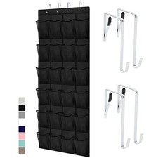 GORILLA GRIP Over the Door Shoe Organizer, 24 Large Breathable Mesh Pockets, ...