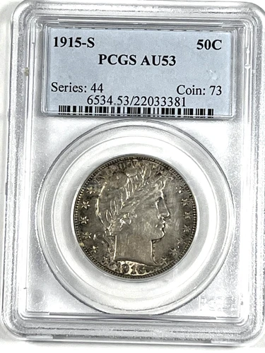 1915-S Barber Half Dollar : PCGS AU53
