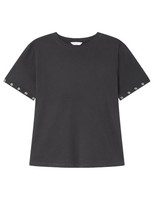 Damen T-Shirt Schwarz M Springfield Baumwolle Kurzarm Basic Shirt