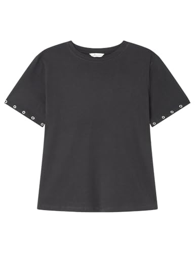 Damen T-Shirt Schwarz M Springfield Baumwolle Kurzarm Basic Shirt-image