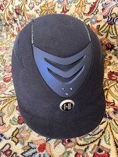 One K&trade; Defender Suede Helmet Navy Blue w/ Swarovski Crystals NWT Large Long Oval