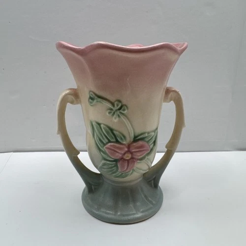 Vintage Hull USA Floral Design Art Pottery Ombré Finish Ivory Rose W-3-5-1/2"