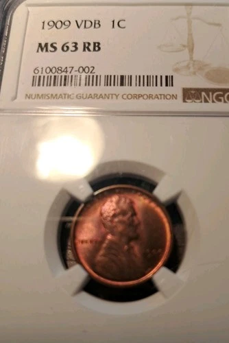 1909 VDB Lincoln Cent NGC MS63 R/B