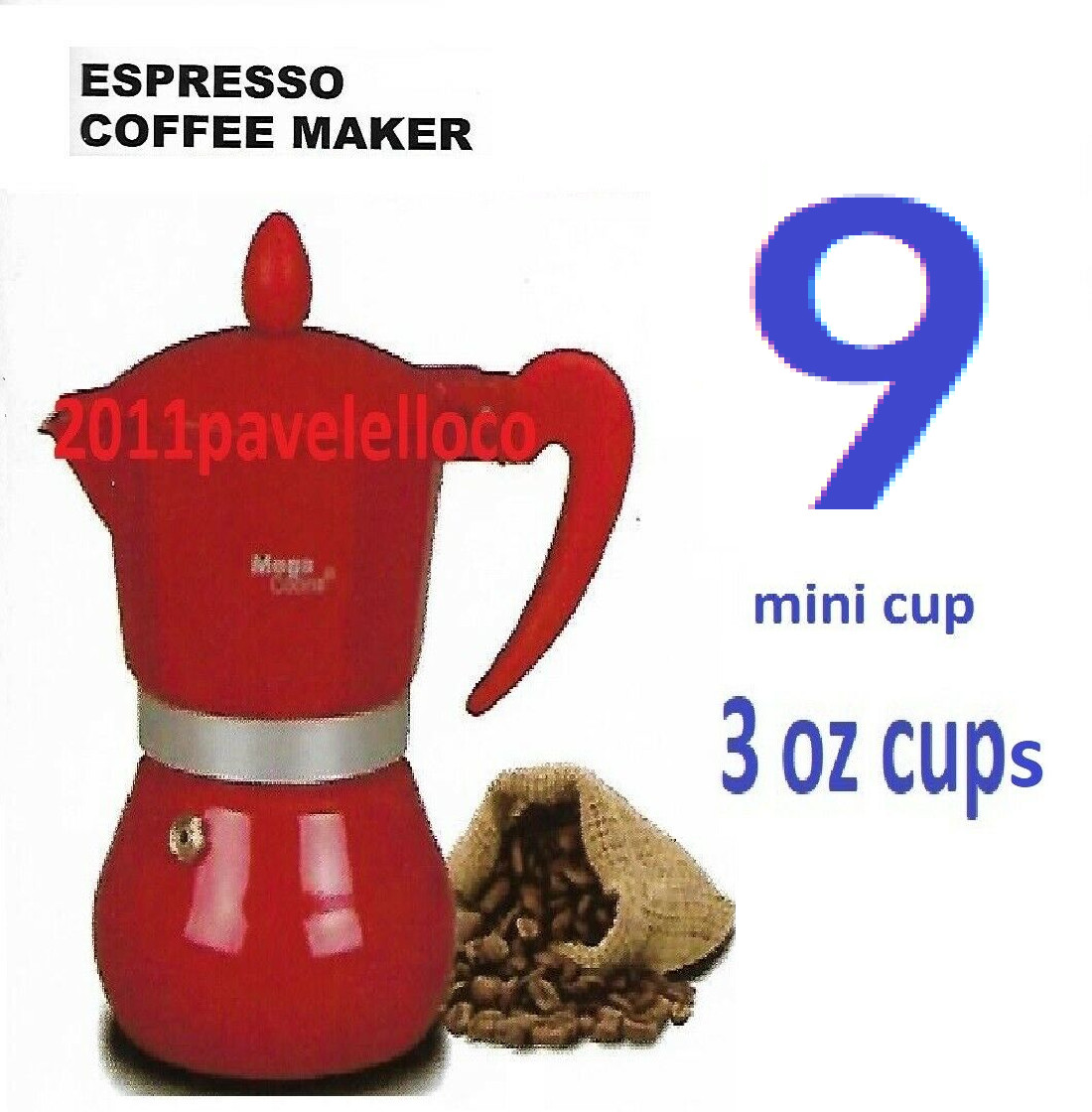 Red Stove Top Espresso Coffee Maker Cafetera Cubana pot 9 Cups