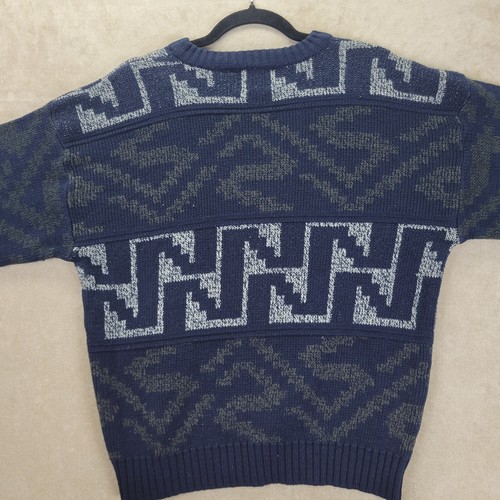 Vintage Saturdays Mens Pullover Sweater Black Gray Size Large L Geometric Aztec - Picture 16 of 16