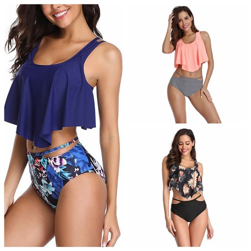 Waist Cutout Ruffled Bikini Women Two Piece Swimsuit Beachwear Bathing Swimsuit - 第 1/20 張圖片