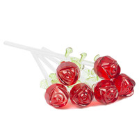Red Bouquet 6 Glass Roses With Green Leaves, New, Free Shipping. Red Bouquet 6 Glass Roses With Green Leaves, New, Free Shipping.