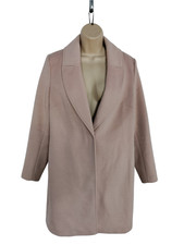 Womens Forever New Size Uk 10 Pink Collared Long Winter Overcoat Single Popper