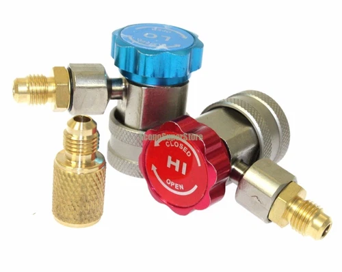 HIGH LOW AC R134a Quick Coupler Connector Adapter 1/4" SAE HVAC W/ 1/2" ACME