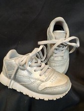 Reebok Classic Silver Sparkle Metallic Gray Sneakers Athletic Shoes Toddler Sz 6