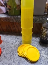 Tupperware Vintage 9 oz Stacking Yellow Tumbler 6377A-2 Set of 4 w/Seals - NEW