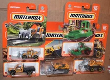 Matchbox CONSTRUCTION SET ROAD ROLLER, GROUND GRABBER, RAM TRUCK LOT OF 5 NEW
