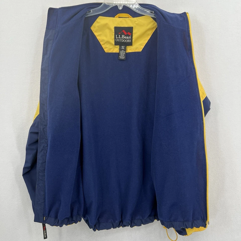 LL Bean Outdoors Vintage Lined Windbreaker Jacket Tall Large Yellow Blue Spots - Image 4 of 4