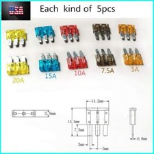 Micro3 3 Prong Blade Fuses Assortment Kit Set 5A 7.5A 10A 15A 20A
