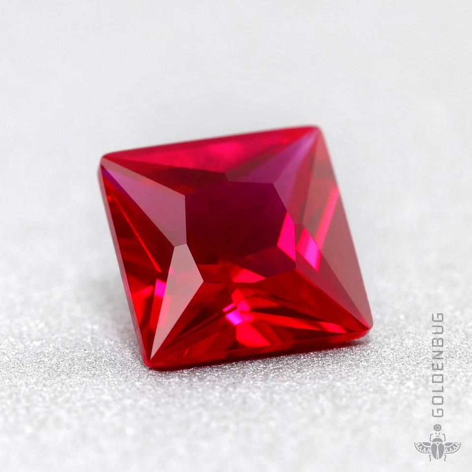 Ruby Genuine Top Quality Corundum Square Princess Cut Created Loose Gemstone EU - Image 2 of 4