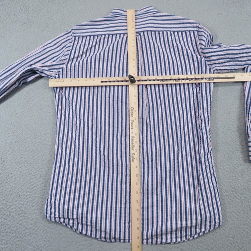 Dsquared2 Shirt Mens 50 Large Red White Blue Seersucker Textured Button Luxury - Picture 9 of 17