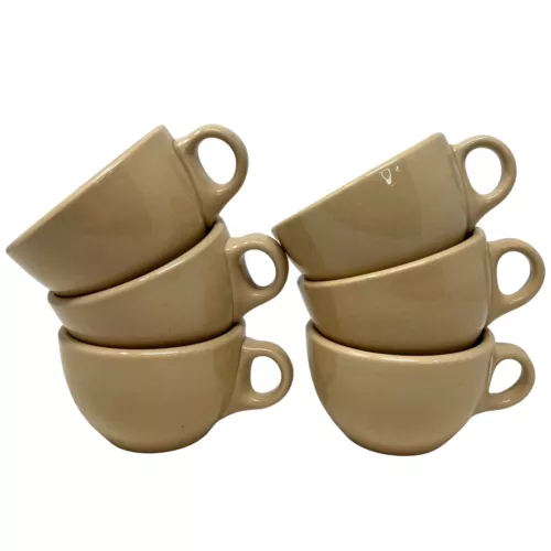 Inca Ware Mugs Shenango MCM Vintage Set of 6 Tan Heavy Duty Diner Restaurant USA
