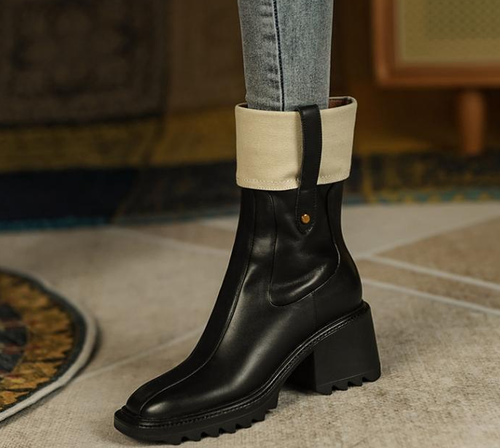 leather ankle boots with fur