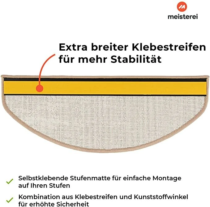 Stufenmatte Sabang | Sisaloptik | Halbrund oder Eckig Treppenmatte Treppentepich - Bild 3 von 4