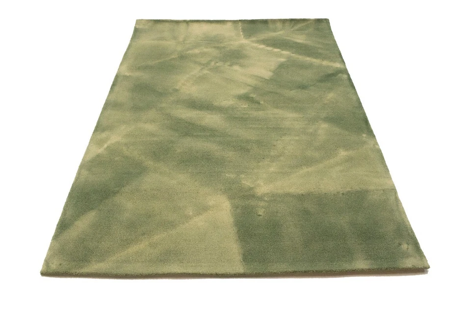 Alfombra de felpa verde tie-dye acolchada a mano alfombra moderna contemporánea para habitación de niños 5x8 pies Foto 2 de 4