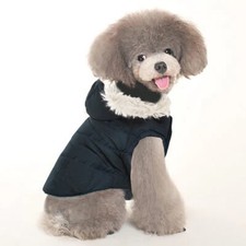 Fur Trim Puffer Parka Jacket Coat for Dog Cat...