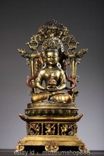 13.6" Old Chinese Bronze Paintings Buddhism Amitayus Buddha Backlight Statue