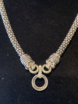 GABRIELLE BRUNI Sterling & 14K Gold Diamond V-Pendant Mesh Necklace Necklace