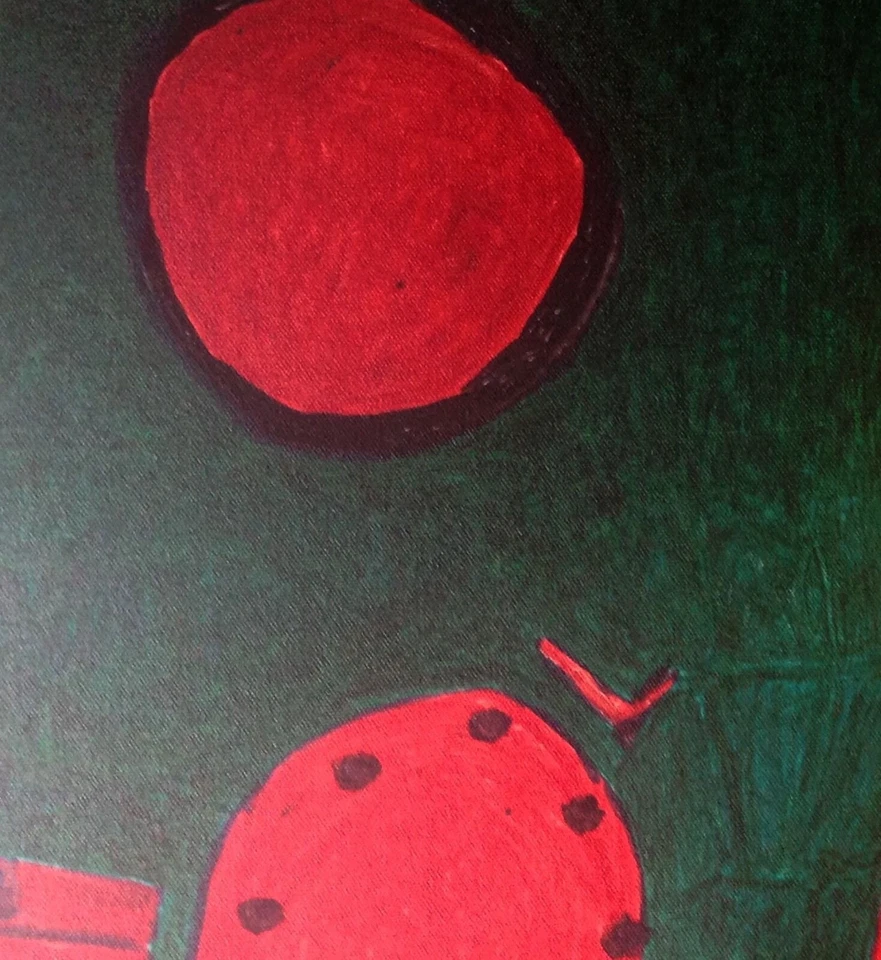 Pintura de arte popular Willie White ARTE EXTRAÑO afroamericano #9 soles rojos Foto 3 de 4